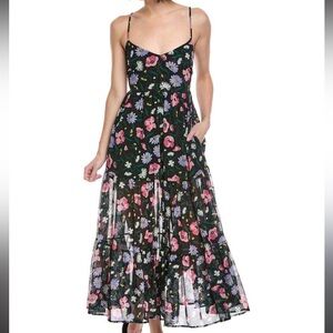 Kate Spade Black Floral Swim Coverup Tier cover up dress women’s large mesh NWT